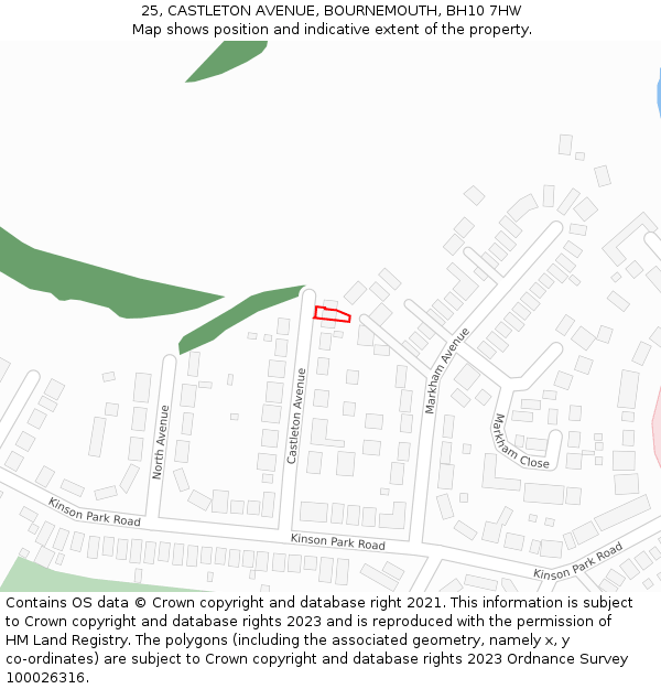 25, CASTLETON AVENUE, BOURNEMOUTH, BH10 7HW: Location map and indicative extent of plot