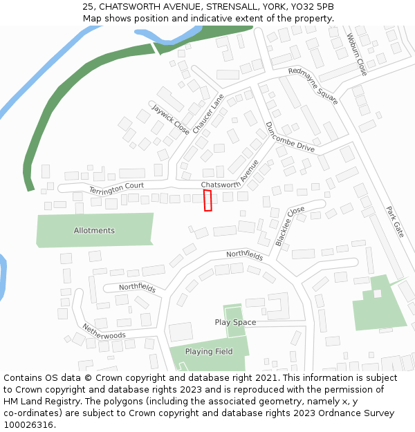 25, CHATSWORTH AVENUE, STRENSALL, YORK, YO32 5PB: Location map and indicative extent of plot