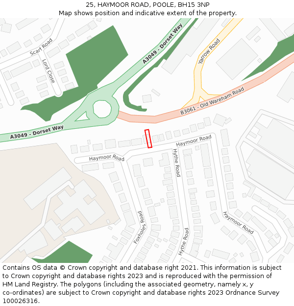 25, HAYMOOR ROAD, POOLE, BH15 3NP: Location map and indicative extent of plot