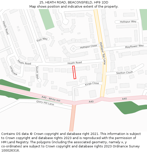 25, HEATH ROAD, BEACONSFIELD, HP9 1DD: Location map and indicative extent of plot