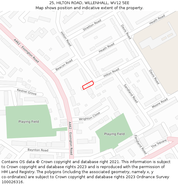 25, HILTON ROAD, WILLENHALL, WV12 5EE: Location map and indicative extent of plot