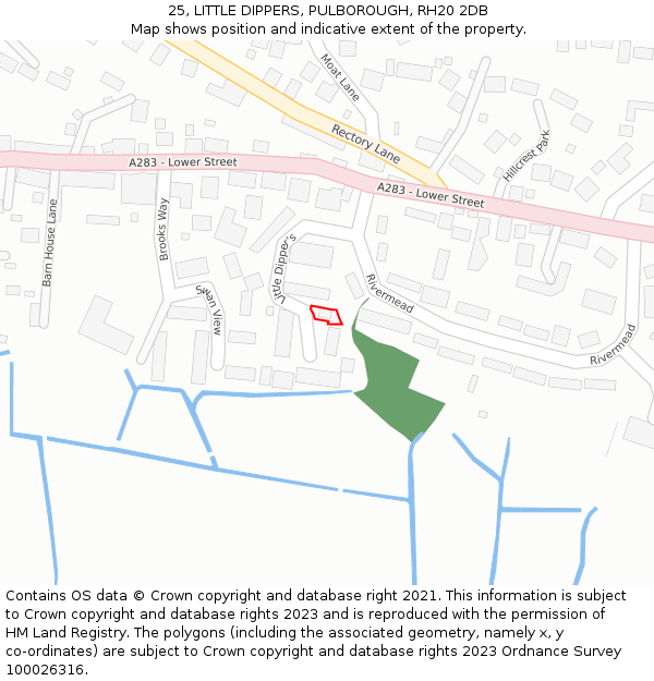 25, LITTLE DIPPERS, PULBOROUGH, RH20 2DB: Location map and indicative extent of plot