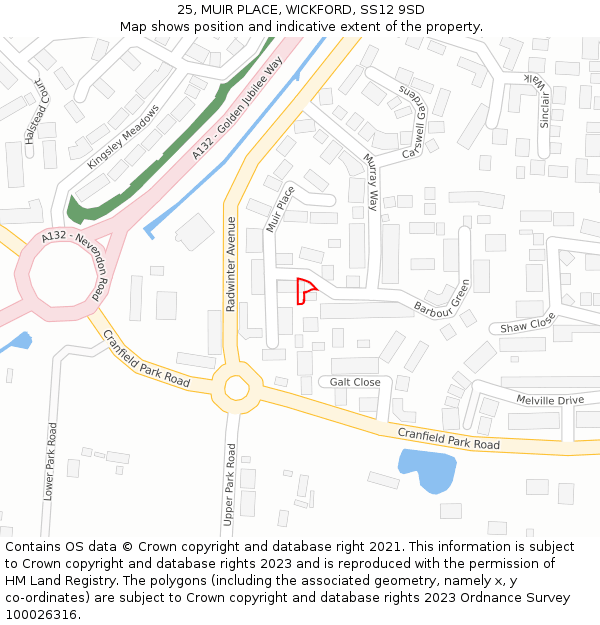 25, MUIR PLACE, WICKFORD, SS12 9SD: Location map and indicative extent of plot