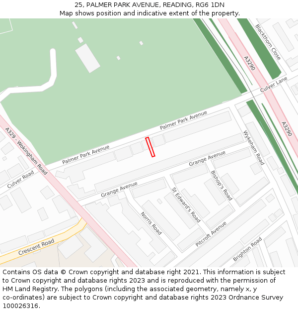 25, PALMER PARK AVENUE, READING, RG6 1DN: Location map and indicative extent of plot