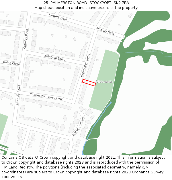25, PALMERSTON ROAD, STOCKPORT, SK2 7EA: Location map and indicative extent of plot