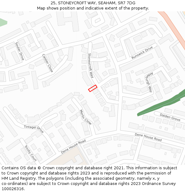 25, STONEYCROFT WAY, SEAHAM, SR7 7DG: Location map and indicative extent of plot