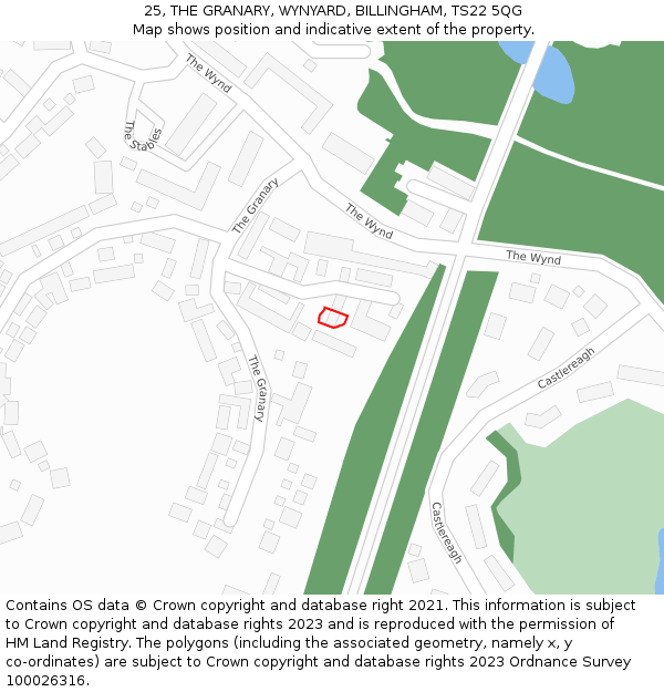 25, THE GRANARY, WYNYARD, BILLINGHAM, TS22 5QG: Location map and indicative extent of plot