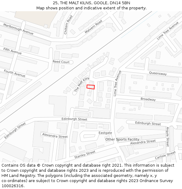 25, THE MALT KILNS, GOOLE, DN14 5BN: Location map and indicative extent of plot