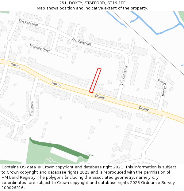 251, DOXEY, STAFFORD, ST16 1EE: Location map and indicative extent of plot