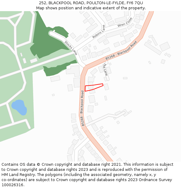 252, BLACKPOOL ROAD, POULTON-LE-FYLDE, FY6 7QU: Location map and indicative extent of plot