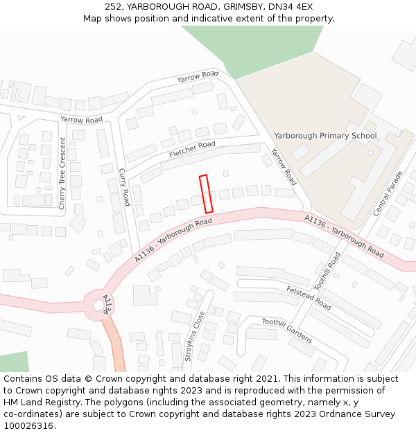 252, YARBOROUGH ROAD, GRIMSBY, DN34 4EX: Location map and indicative extent of plot