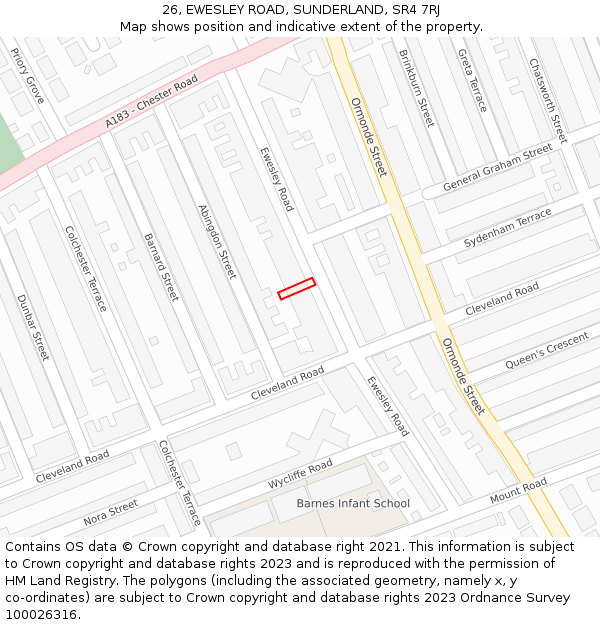 26, EWESLEY ROAD, SUNDERLAND, SR4 7RJ: Location map and indicative extent of plot