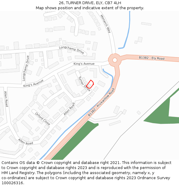 26, TURNER DRIVE, ELY, CB7 4LH: Location map and indicative extent of plot