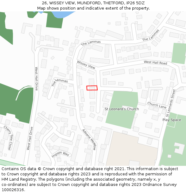 26, WISSEY VIEW, MUNDFORD, THETFORD, IP26 5DZ: Location map and indicative extent of plot