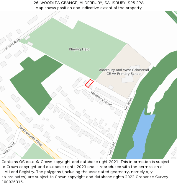 26, WOODLEA GRANGE, ALDERBURY, SALISBURY, SP5 3PA: Location map and indicative extent of plot