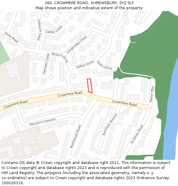 260, CROWMERE ROAD, SHREWSBURY, SY2 5LF: Location map and indicative extent of plot