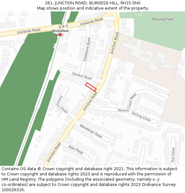 261, JUNCTION ROAD, BURGESS HILL, RH15 0NX: Location map and indicative extent of plot