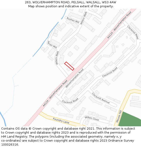 263, WOLVERHAMPTON ROAD, PELSALL, WALSALL, WS3 4AW: Location map and indicative extent of plot