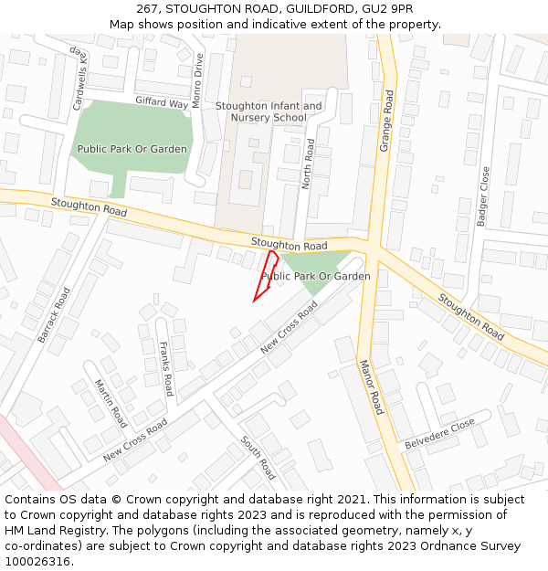 267, STOUGHTON ROAD, GUILDFORD, GU2 9PR: Location map and indicative extent of plot