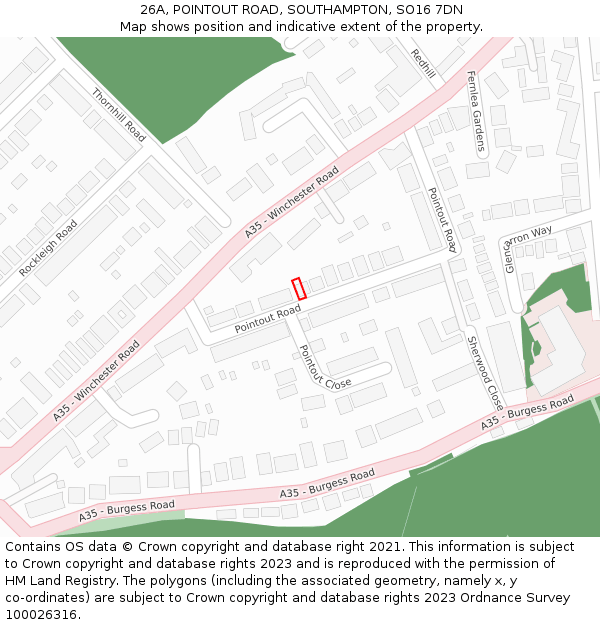 26A, POINTOUT ROAD, SOUTHAMPTON, SO16 7DN: Location map and indicative extent of plot