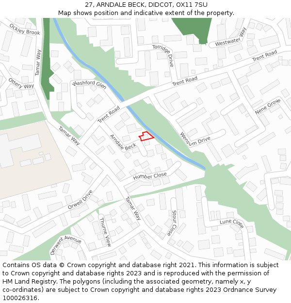 27, ARNDALE BECK, DIDCOT, OX11 7SU: Location map and indicative extent of plot