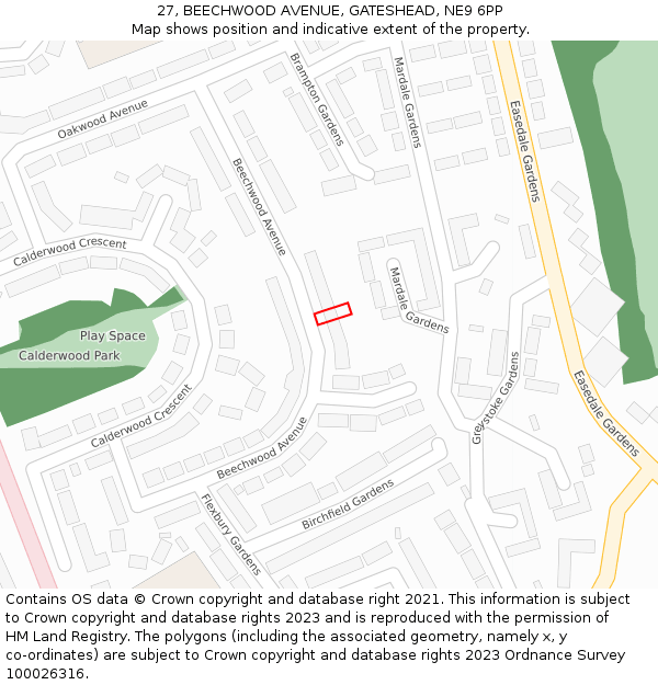 27, BEECHWOOD AVENUE, GATESHEAD, NE9 6PP: Location map and indicative extent of plot