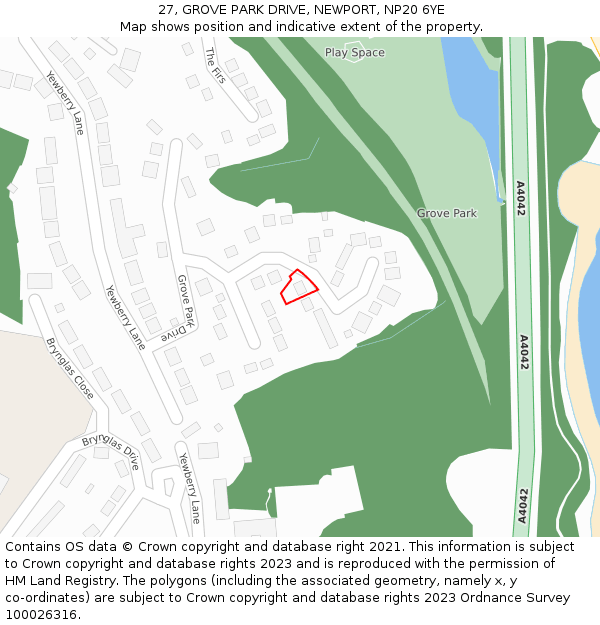 27, GROVE PARK DRIVE, NEWPORT, NP20 6YE: Location map and indicative extent of plot