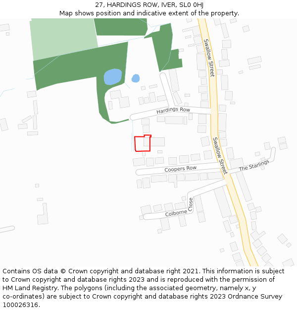 27, HARDINGS ROW, IVER, SL0 0HJ: Location map and indicative extent of plot