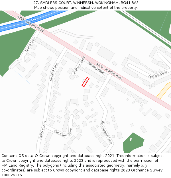 27, SADLERS COURT, WINNERSH, WOKINGHAM, RG41 5AF: Location map and indicative extent of plot