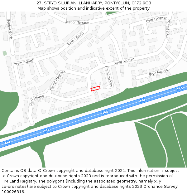 27, STRYD SILURIAN, LLANHARRY, PONTYCLUN, CF72 9GB: Location map and indicative extent of plot