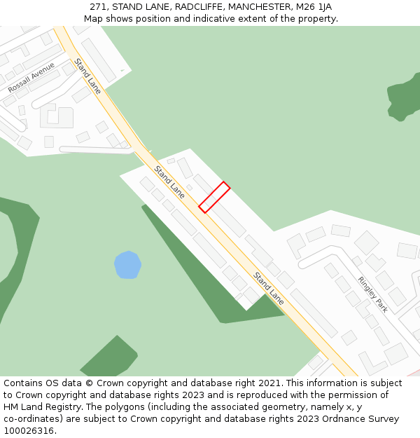 271, STAND LANE, RADCLIFFE, MANCHESTER, M26 1JA: Location map and indicative extent of plot