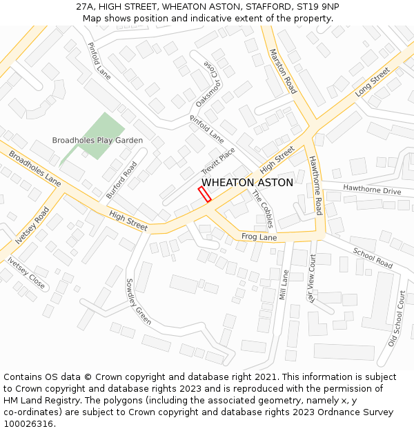 27A, HIGH STREET, WHEATON ASTON, STAFFORD, ST19 9NP: Location map and indicative extent of plot