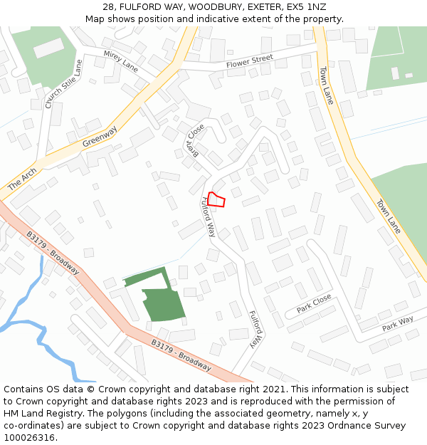 28, FULFORD WAY, WOODBURY, EXETER, EX5 1NZ: Location map and indicative extent of plot