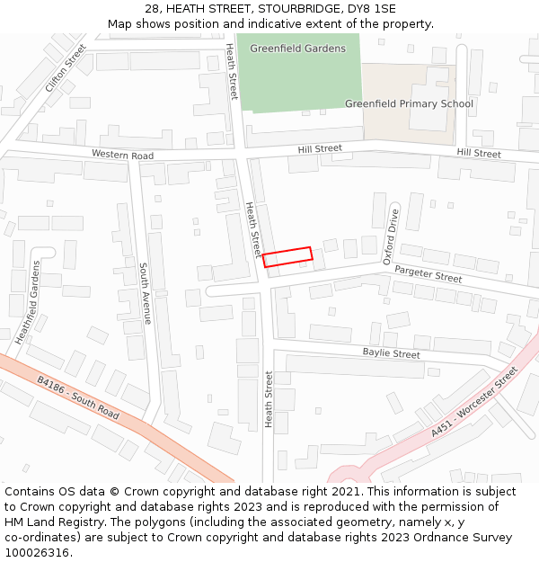 28, HEATH STREET, STOURBRIDGE, DY8 1SE: Location map and indicative extent of plot