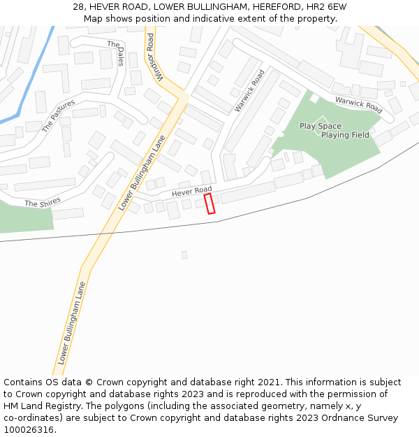 28, HEVER ROAD, LOWER BULLINGHAM, HEREFORD, HR2 6EW: Location map and indicative extent of plot