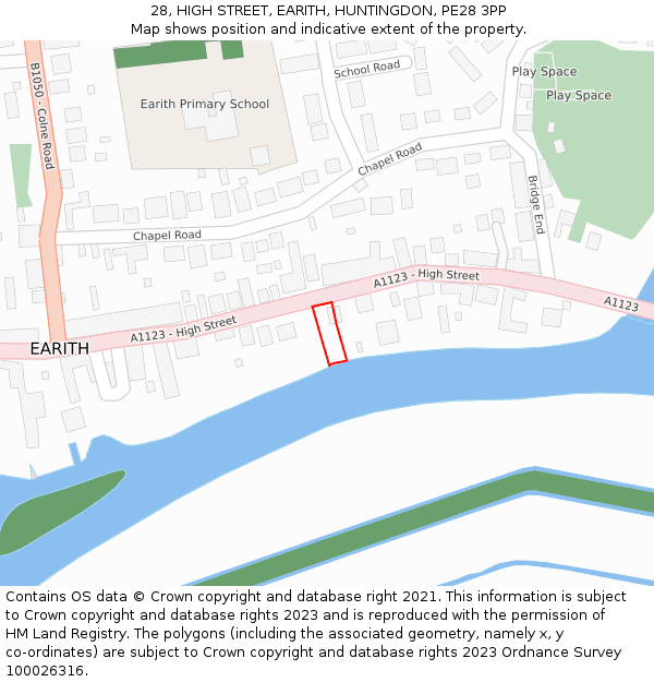 28, HIGH STREET, EARITH, HUNTINGDON, PE28 3PP: Location map and indicative extent of plot