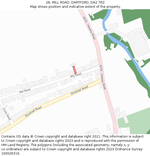 28, MILL ROAD, DARTFORD, DA2 7RZ: Location map and indicative extent of plot