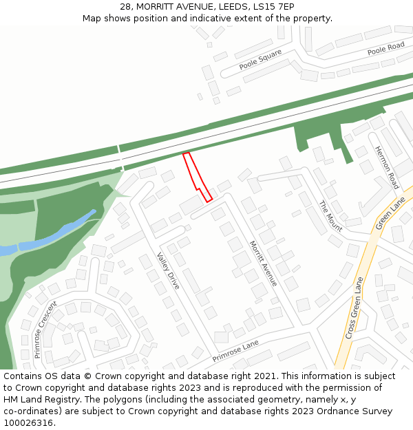 28, MORRITT AVENUE, LEEDS, LS15 7EP: Location map and indicative extent of plot