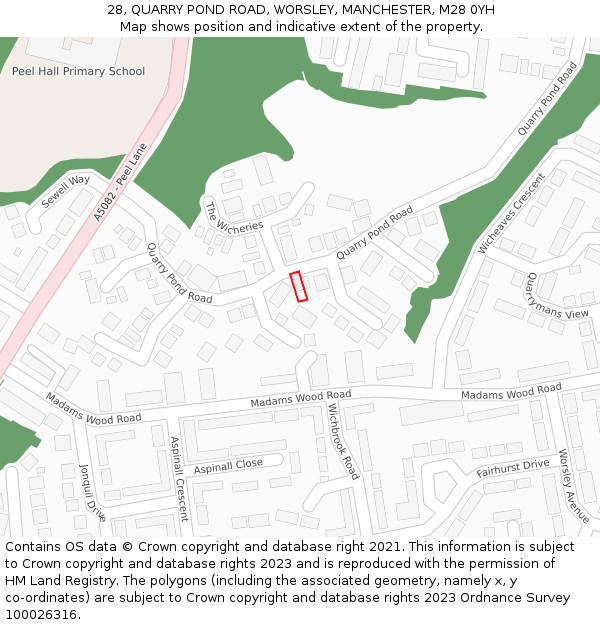 28, QUARRY POND ROAD, WORSLEY, MANCHESTER, M28 0YH: Location map and indicative extent of plot