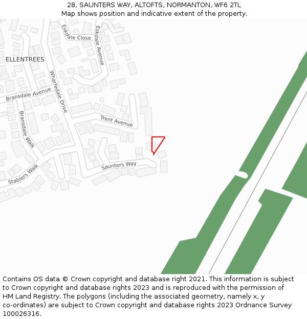 28, SAUNTERS WAY, ALTOFTS, NORMANTON, WF6 2TL: Location map and indicative extent of plot