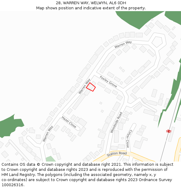 28, WARREN WAY, WELWYN, AL6 0DH: Location map and indicative extent of plot