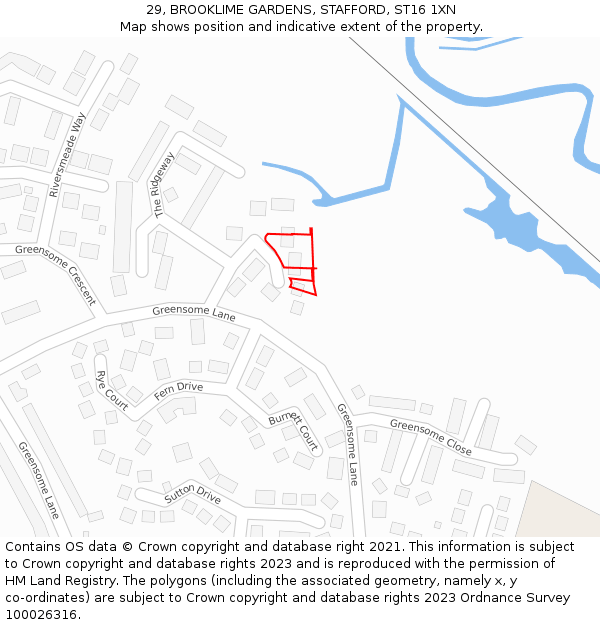 29, BROOKLIME GARDENS, STAFFORD, ST16 1XN: Location map and indicative extent of plot