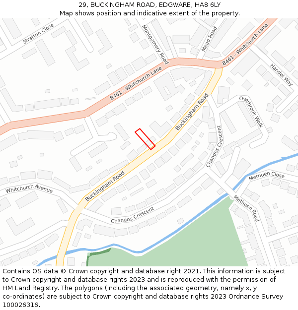 29, BUCKINGHAM ROAD, EDGWARE, HA8 6LY: Location map and indicative extent of plot