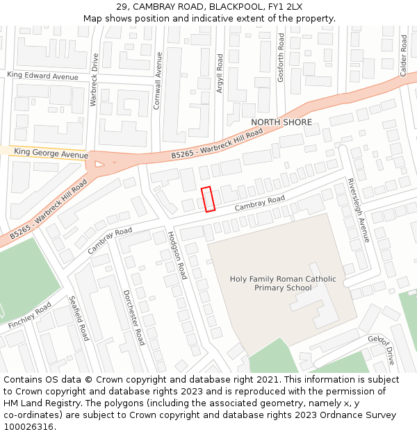 29, CAMBRAY ROAD, BLACKPOOL, FY1 2LX: Location map and indicative extent of plot