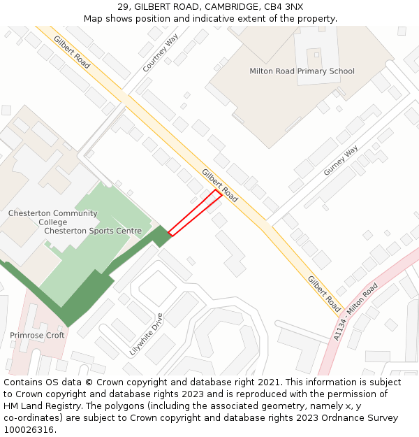 29, GILBERT ROAD, CAMBRIDGE, CB4 3NX: Location map and indicative extent of plot