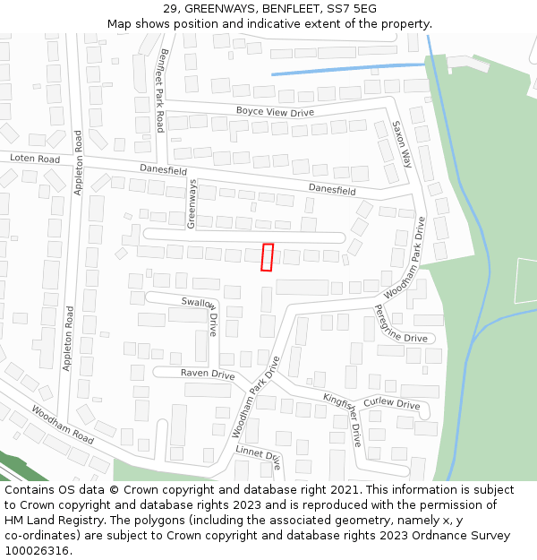 29, GREENWAYS, BENFLEET, SS7 5EG: Location map and indicative extent of plot