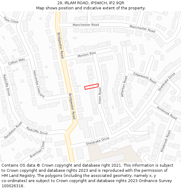 29, IRLAM ROAD, IPSWICH, IP2 9QR: Location map and indicative extent of plot