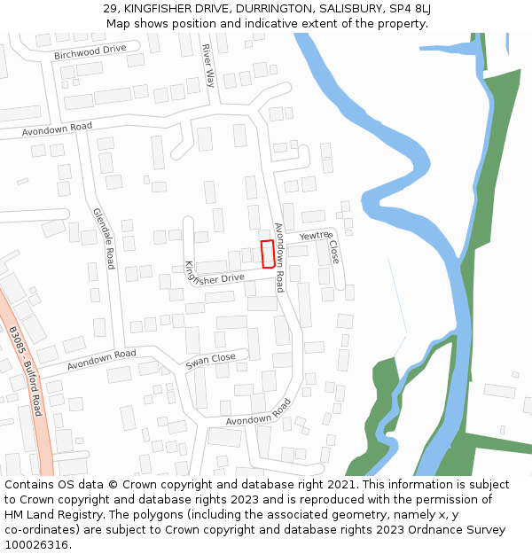 29, KINGFISHER DRIVE, DURRINGTON, SALISBURY, SP4 8LJ: Location map and indicative extent of plot