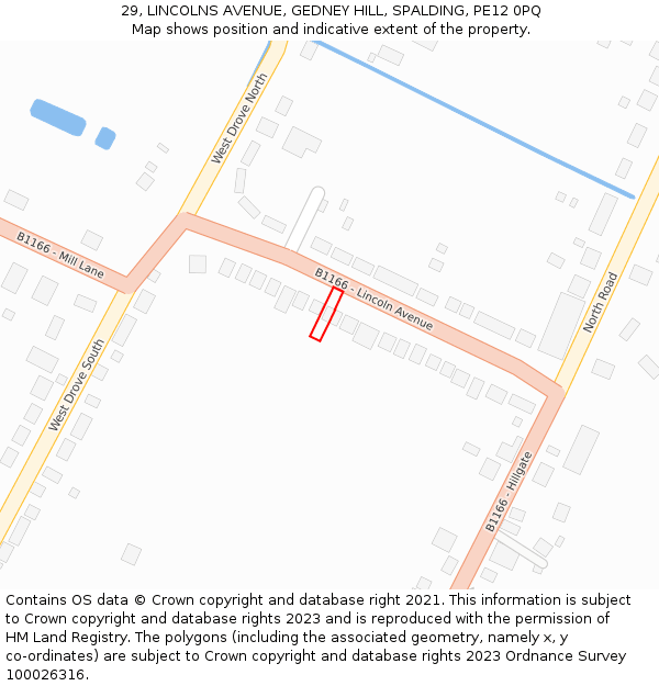 29, LINCOLNS AVENUE, GEDNEY HILL, SPALDING, PE12 0PQ: Location map and indicative extent of plot