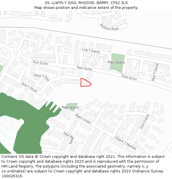 29, LLWYN Y GOG, RHOOSE, BARRY, CF62 3LS: Location map and indicative extent of plot